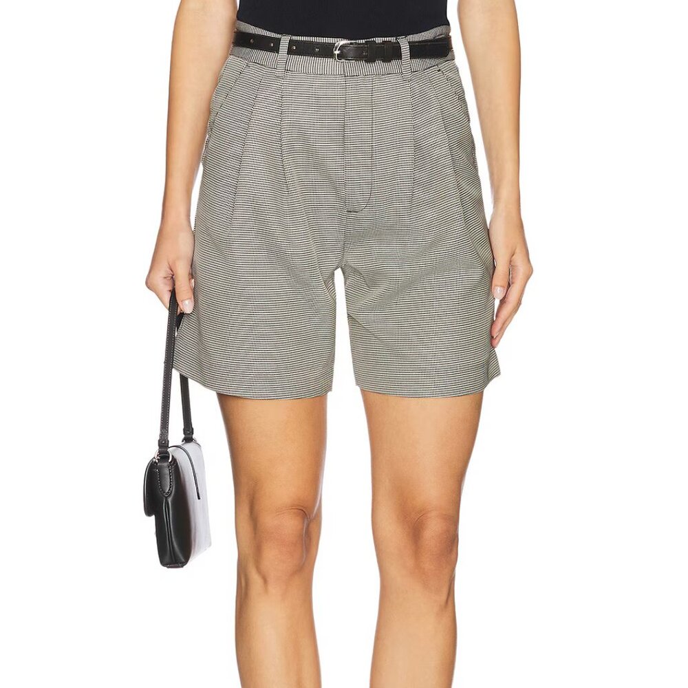 NWT Anine Bing Black Mini Houndstooth Carrie Shorts US 2